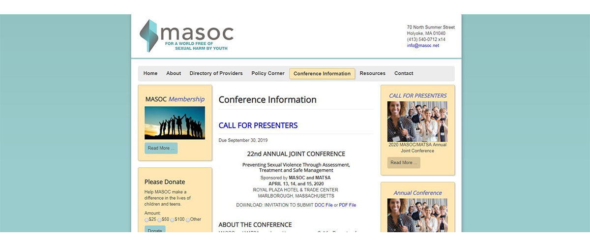 MASOC Presenters 2020 Feature Image | Safer Society Foundation