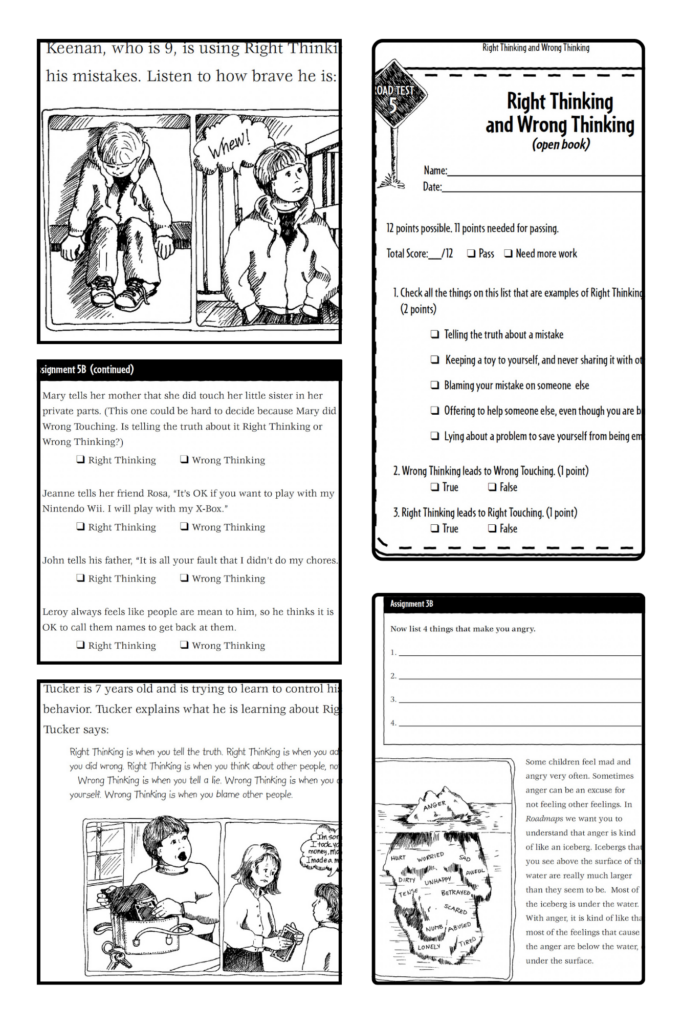 Sample pages from the Roadmaps to Recovery workbook