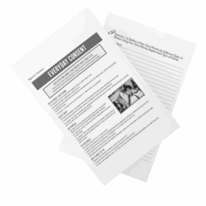 Book page showing two therapeutic tools: a diagram titled "Becoming your AUTHENTIC SELF" with elements of truth, lies, and self-acceptance arranged in a circular pattern, and the VOCAB Strategy for Communication featuring five circular components (V-Vulnerability, O-Ownership, C-Communication, A-Acceptance, B-Boundaries) with detailed explanations for each element.